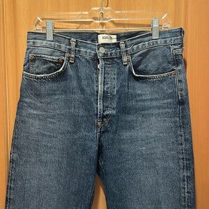 Agolde Fran straight jeans. Size 27. Easy to cuff, dark wash.